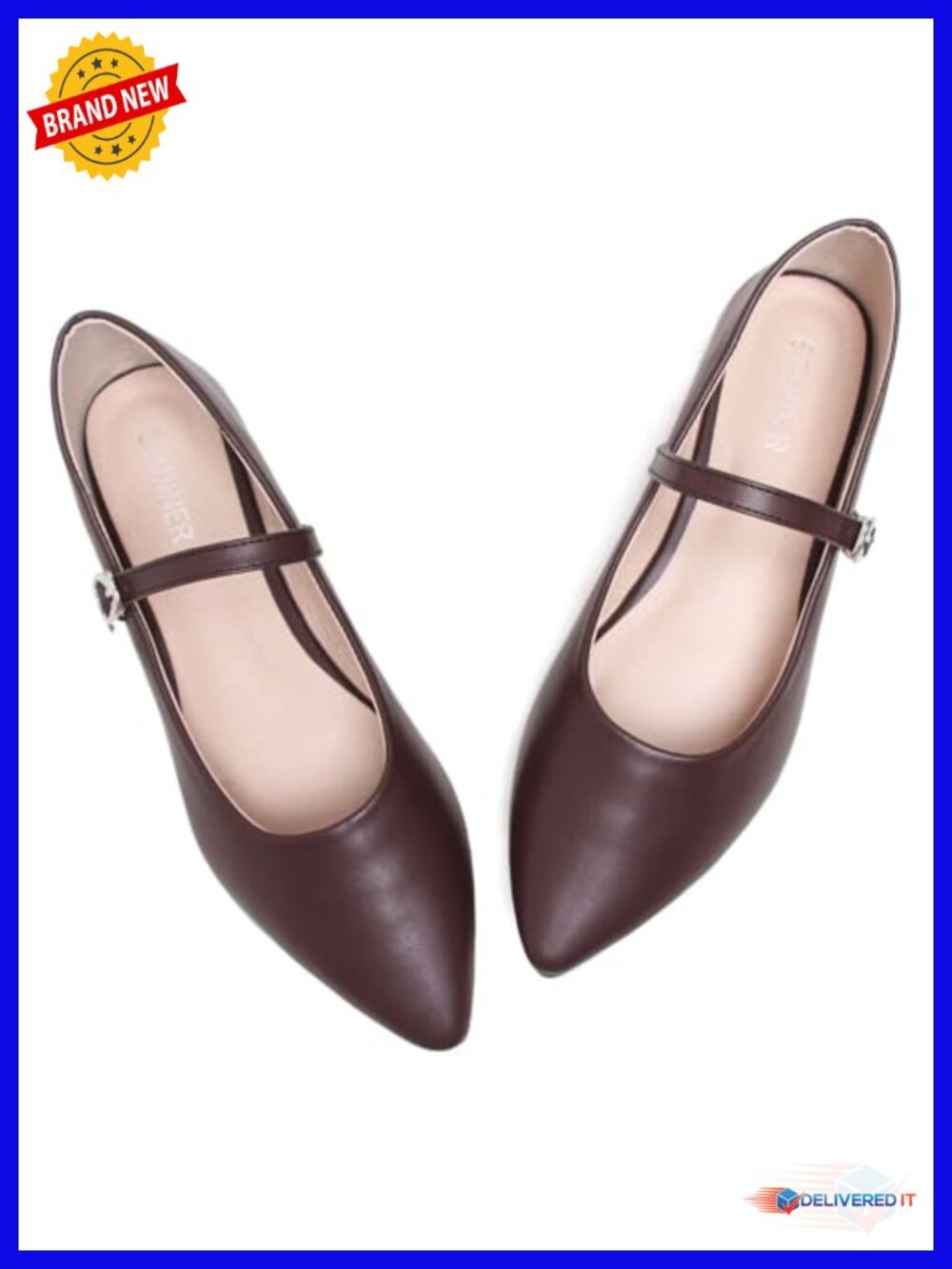 Women's Pointed Toe Mary Jane Flats with Adjustable Ankle Buckle - Classic - Picture 2 of 6